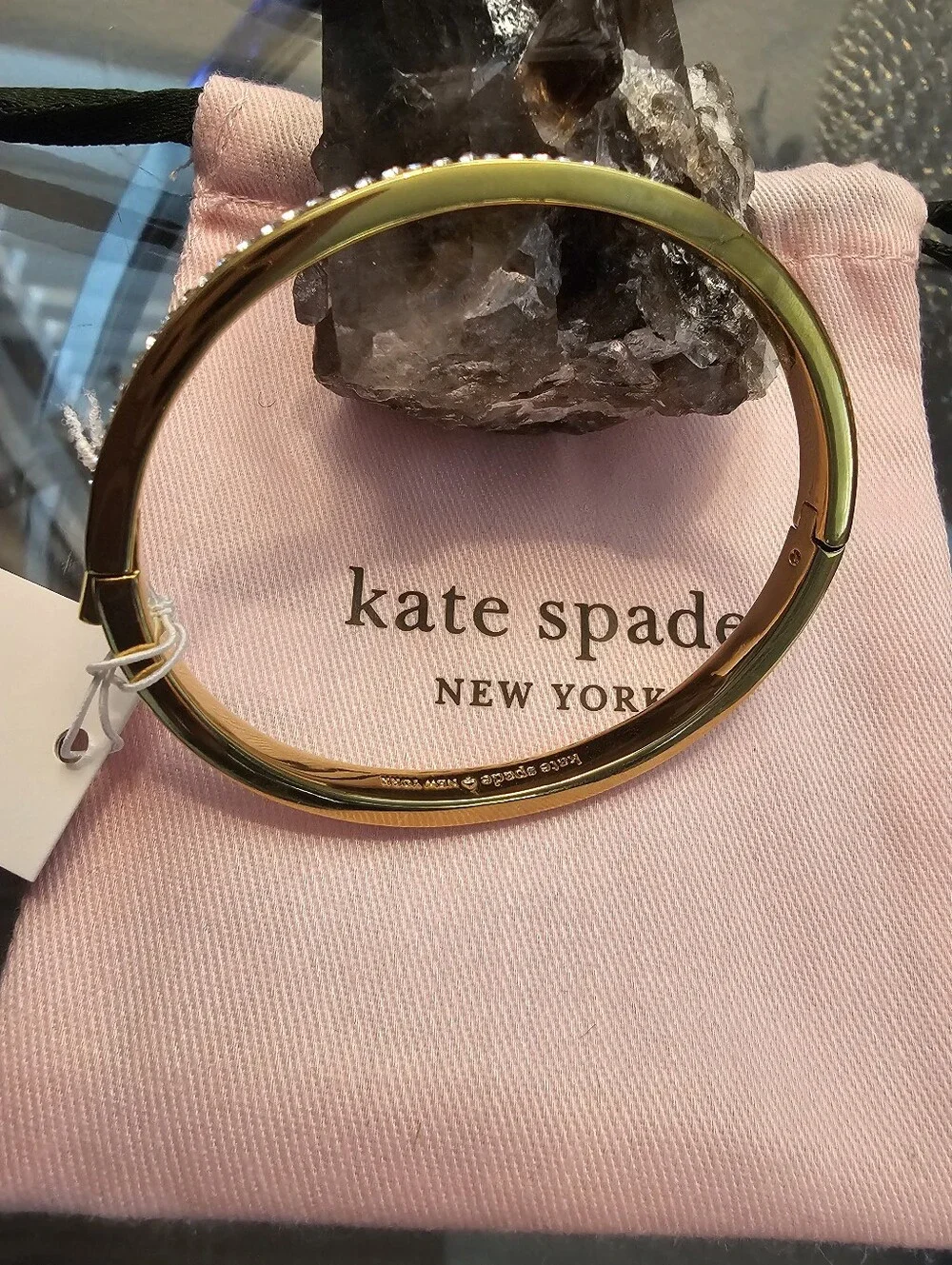 kate spade Gold Crystal-Trim Hinged Bangle Bracelet - Picture 3 of 7